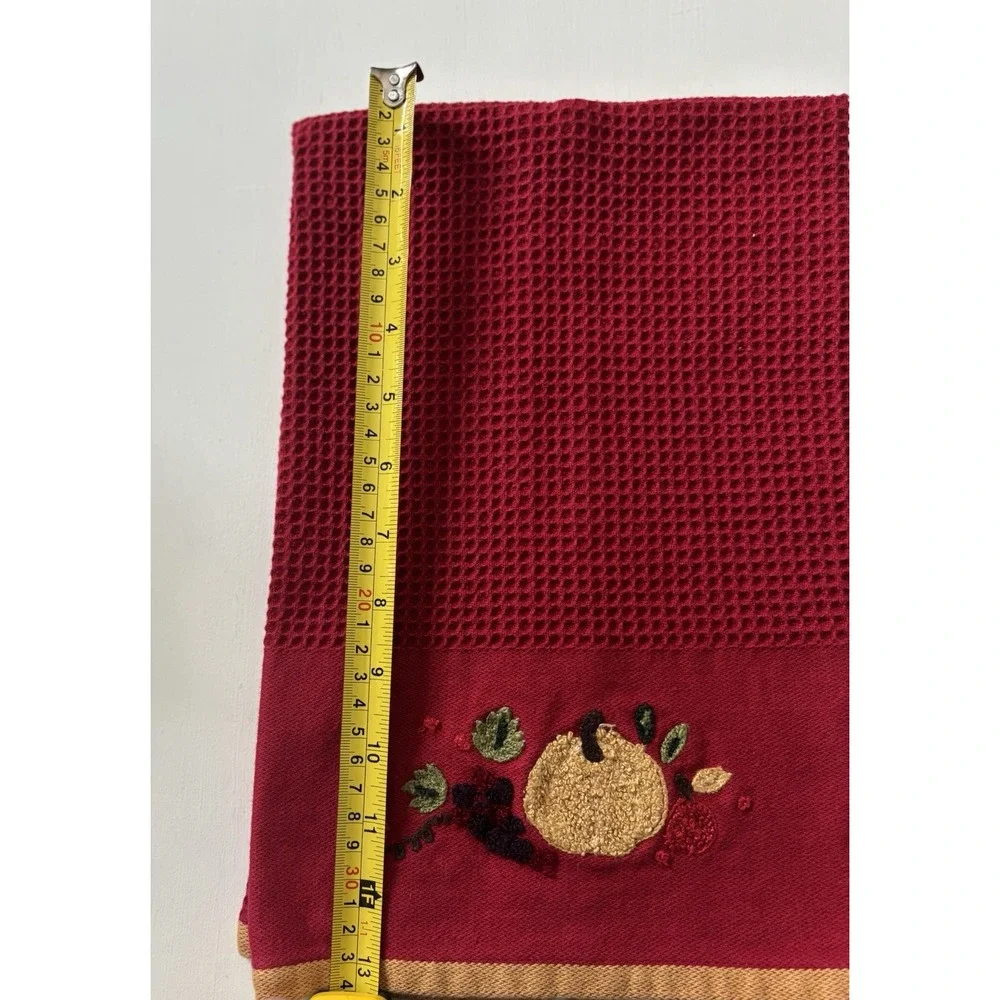 Red Fall Pumpkin And Berries Embroidered Kitchen Towel